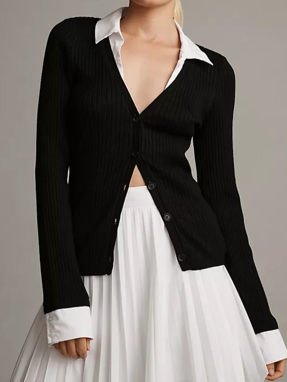 MAEVE by Anthropologie | Twofer Collared Rib Cardigan | size XS